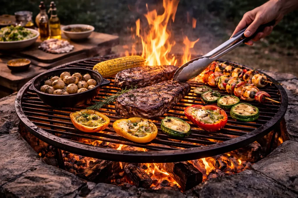 Een barbecue op open vuur