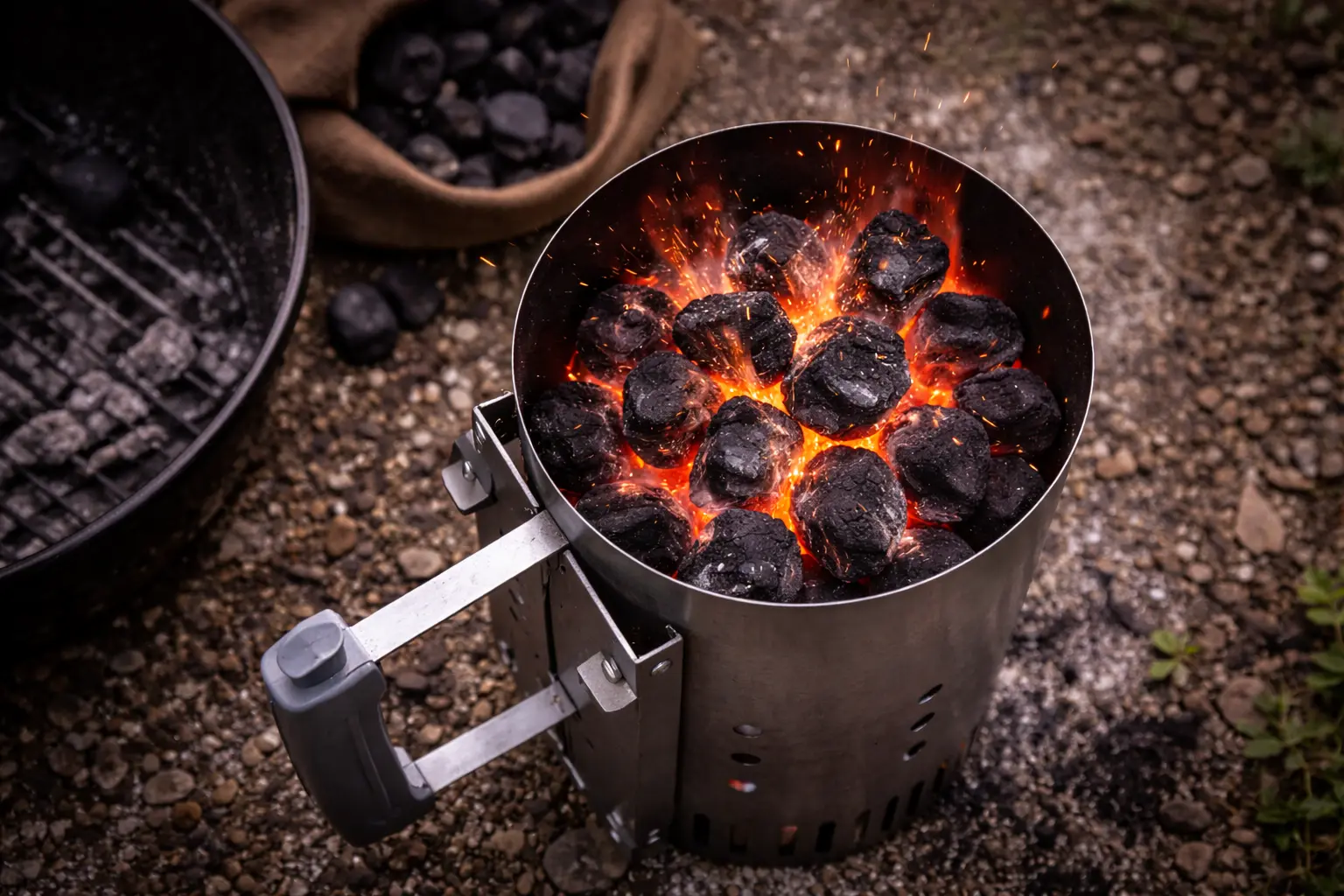 De brikettenstarter, onmisbaar voor de bbq