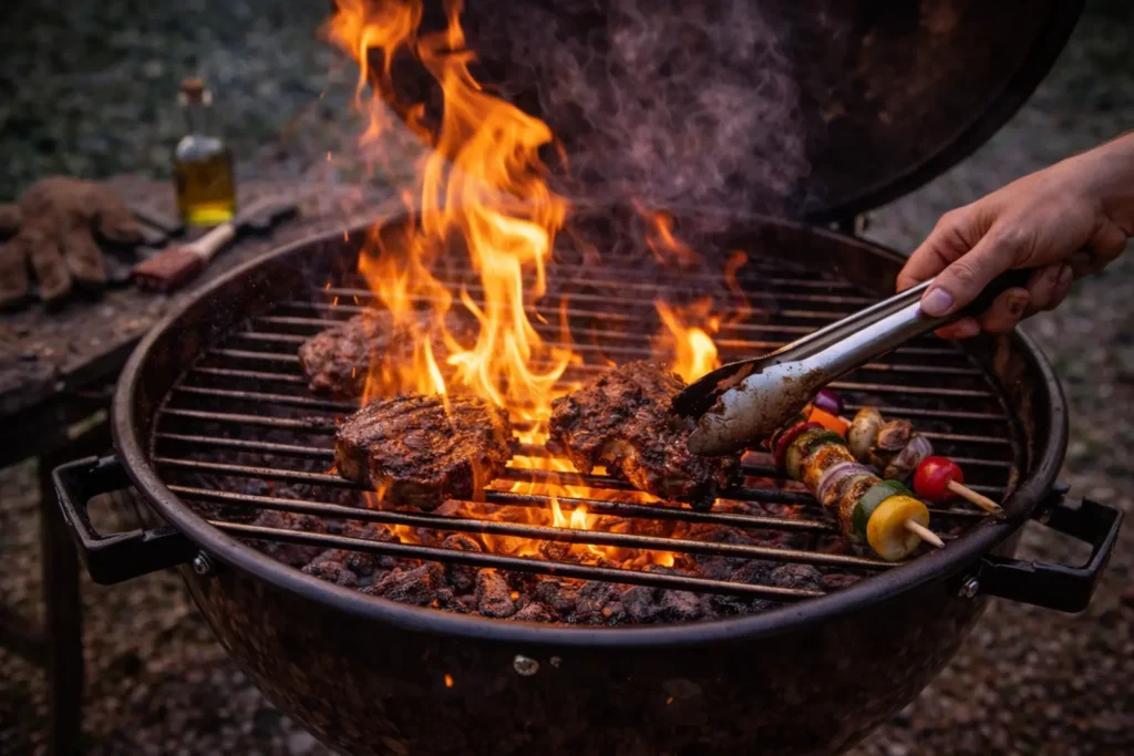 Voorkom opvlammingen door vlees bij de bbq