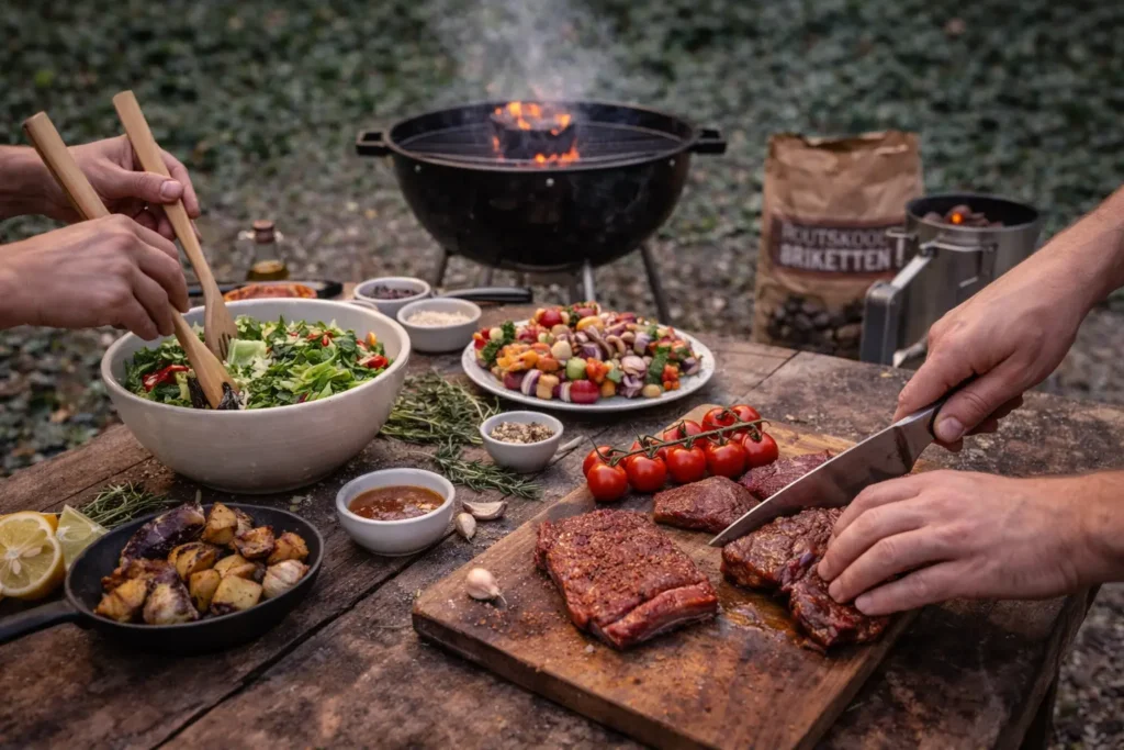 Voorbereiding van het vlees voor de bbq