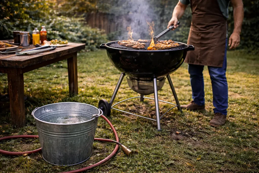 Zorg uit veiligheid voor water bij de bbq