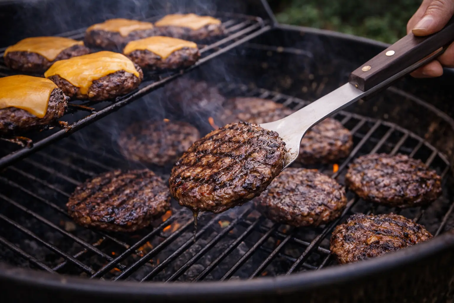 Een hamburger doet het altijd goed op de barbecue